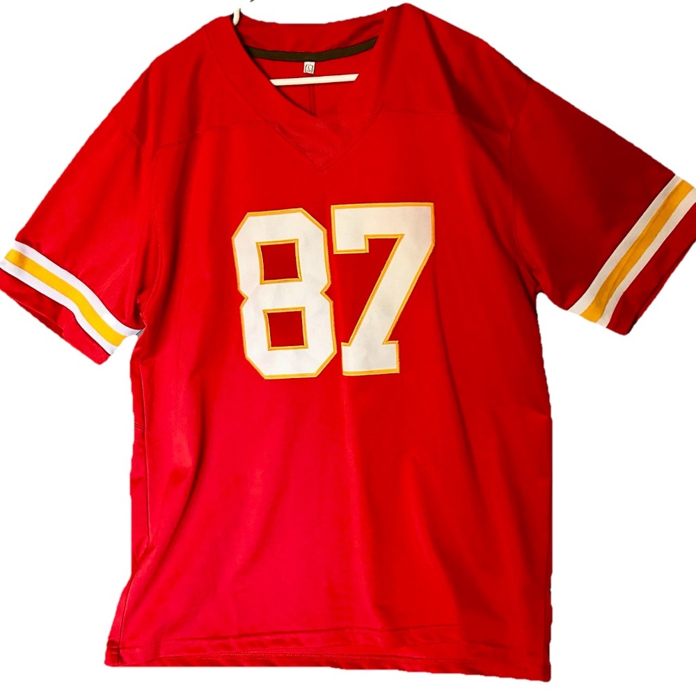 Red Football #87 Jersey Size L No Name Panel (Kelce ) Like New chest 48